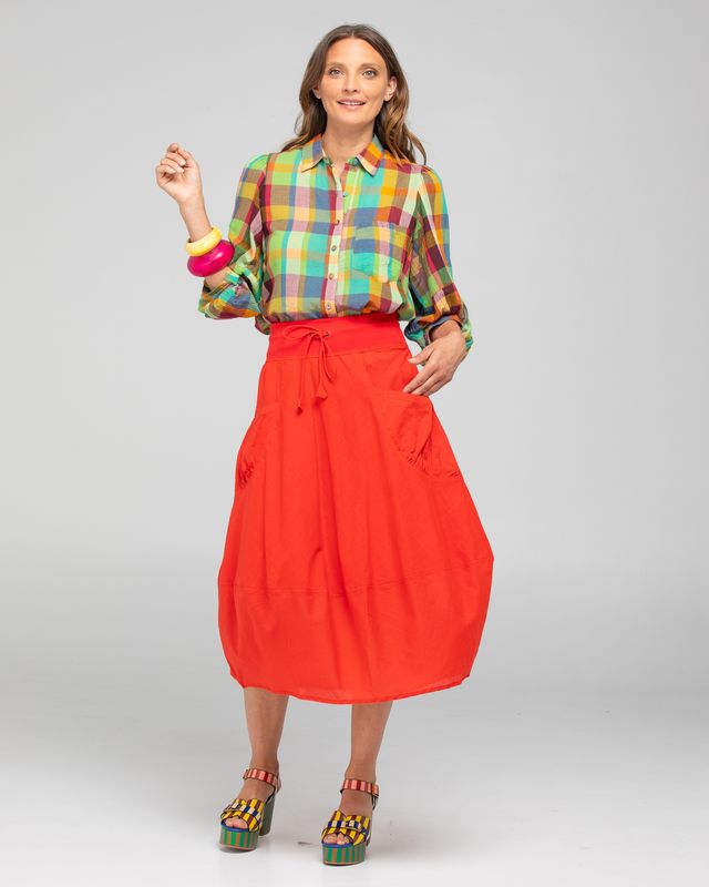 Boom Shankar Guru Cotton Skirt Pomodoro