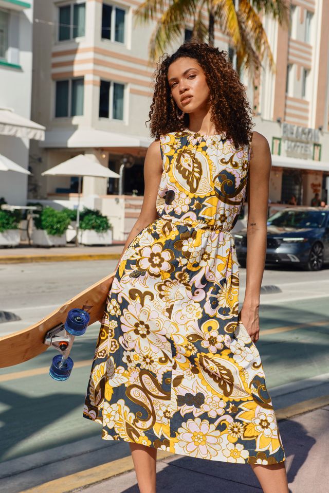 Boom Shankar Carmen Cotton Dress Thema Print