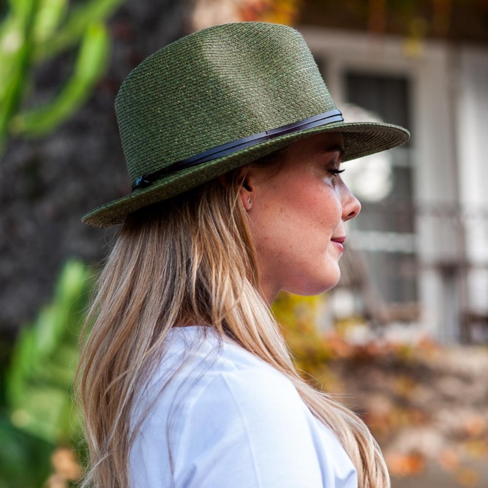 Borsalino Hat with Leather Strap-Army
