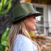 Borsalino Hat with Leather Strap-Army