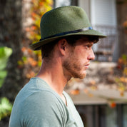 Borsalino Hat with Leather Strap-Army