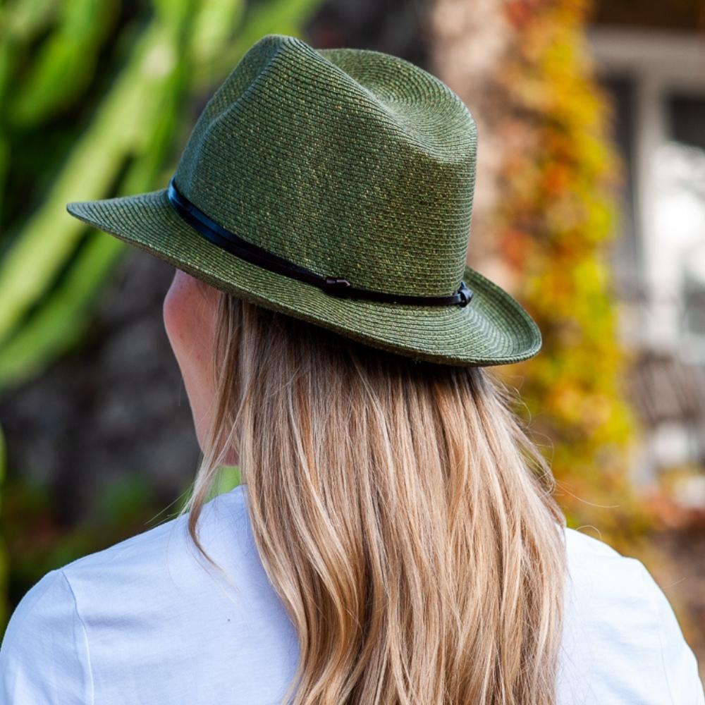Borsalino Hat with Leather Strap-Army