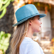 Borsalino Hat with Leather Strap-Celeste