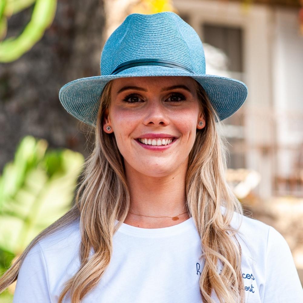 Borsalino Hat with Leather Strap-Celeste