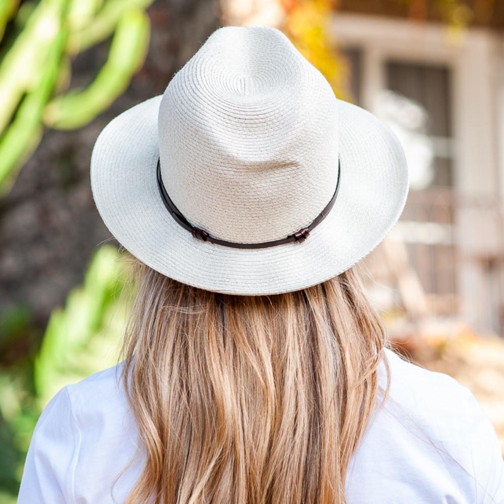 Borsalino Hat with Leather Strap-Off White