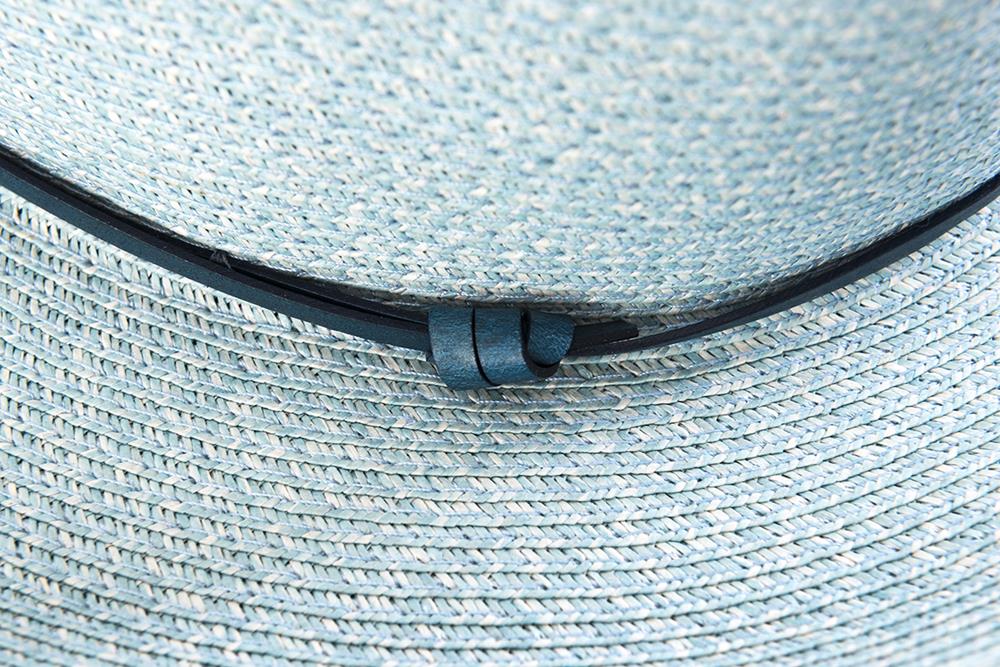 Borsalino Hat with Leather Strap-Celeste
