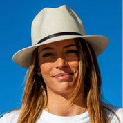 Borsalino Hat with Leather Strap-Off White