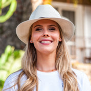Borsalino Hat with Leather Strap-Off White