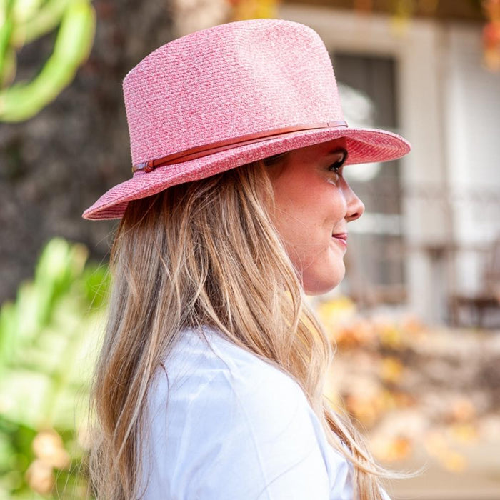 Borsalino Hat with Leather Strap-Rosa
