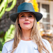 Borsalino Hat with Leather Strap-Slate