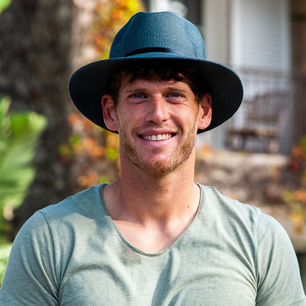 Borsalino Hat with Leather Strap-Slate