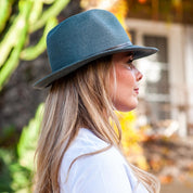 Borsalino Hat with Leather Strap-Slate