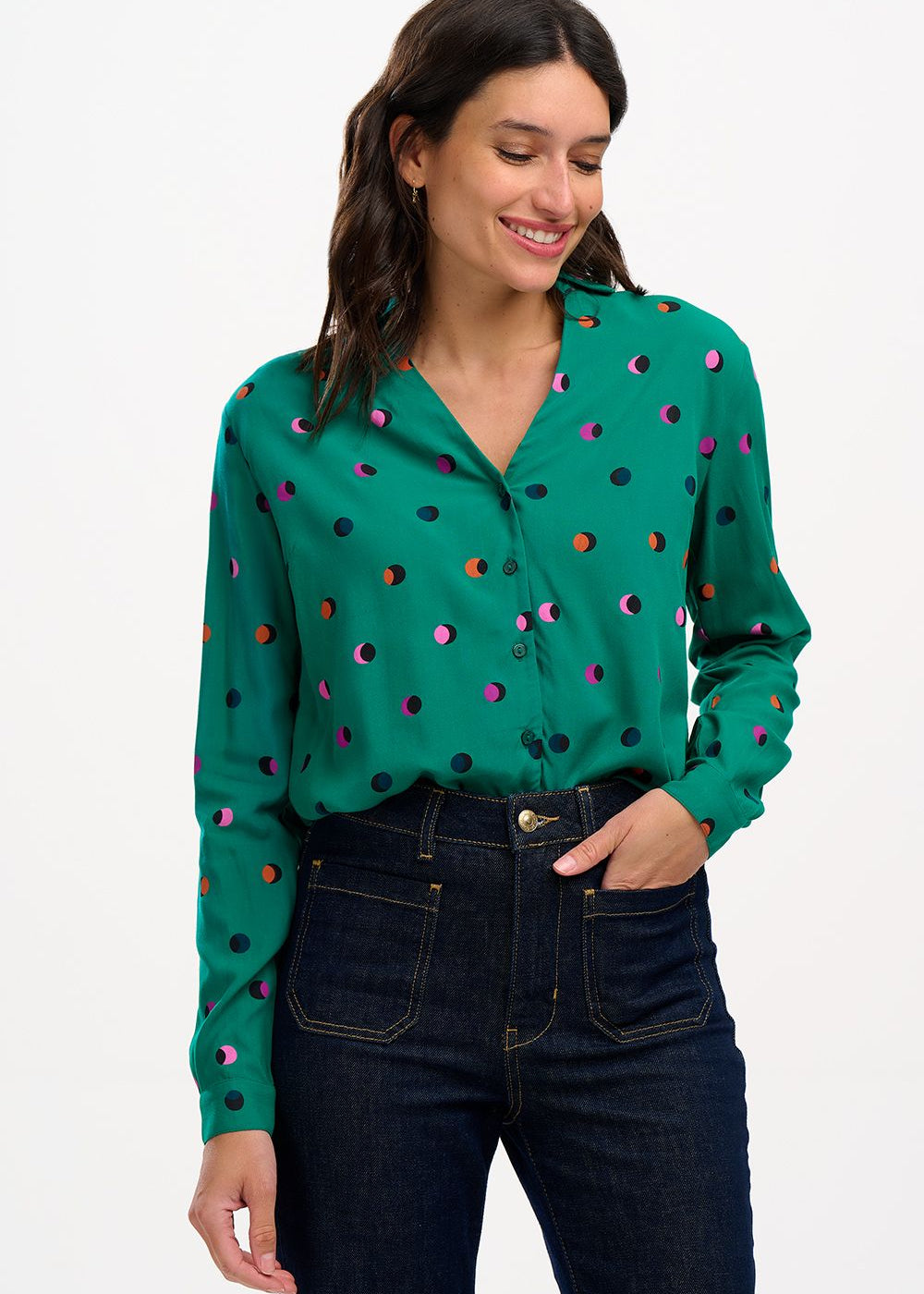 Sugarhill Brighton Bretta Shirt in Rainbow Polka Print