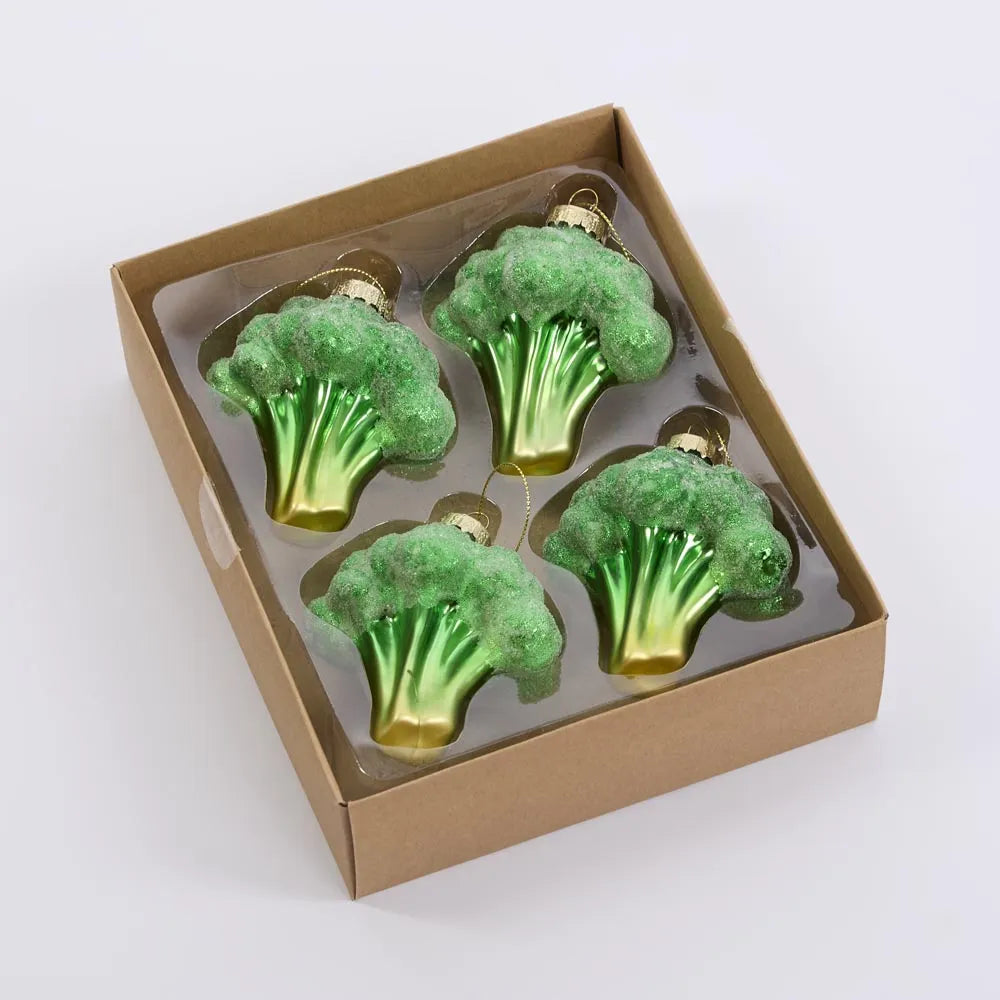 Sugared Broccoli Decorations-Set of 4