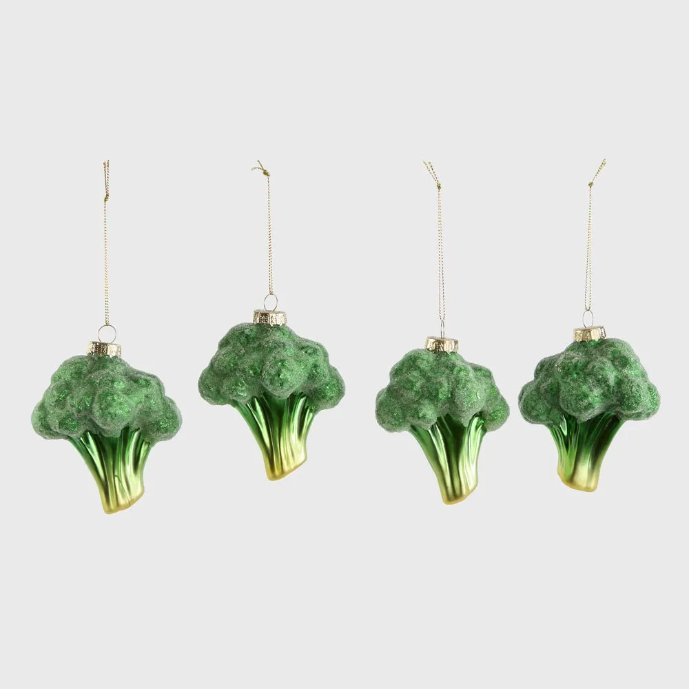 Vixen & Velvet Sugared Broccoli Decorations- Set of 4