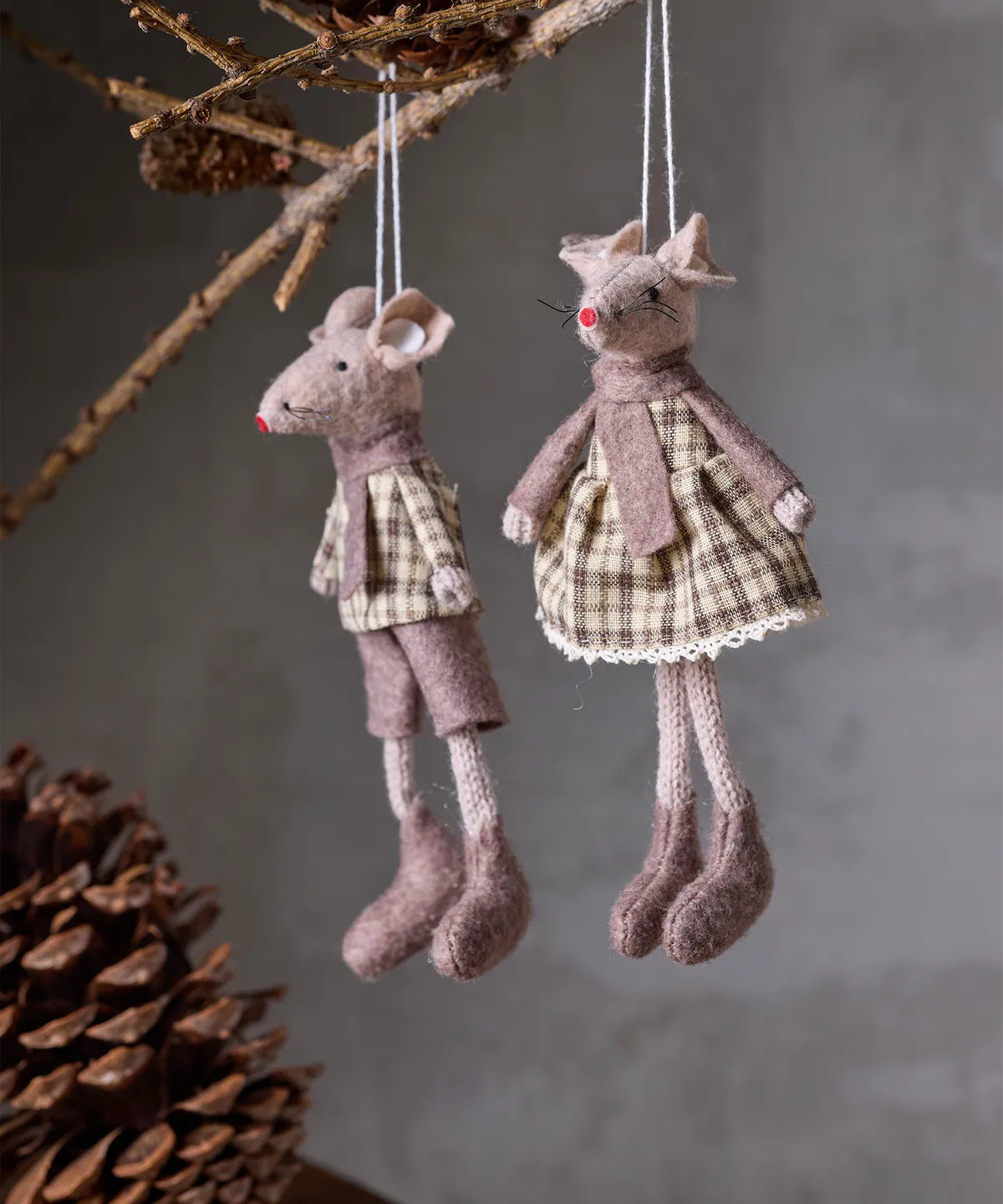 French Country Brown Mouse Hanging Decorations