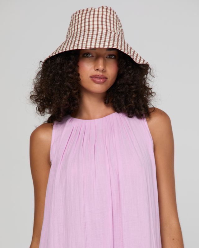 Boom Shankar Bucket Hat- Cocoa Gingham