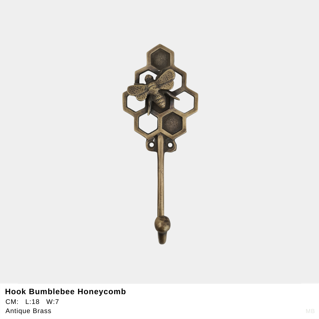 Colcam Bumblebee Honeycomb Antique Brass Wall Hook