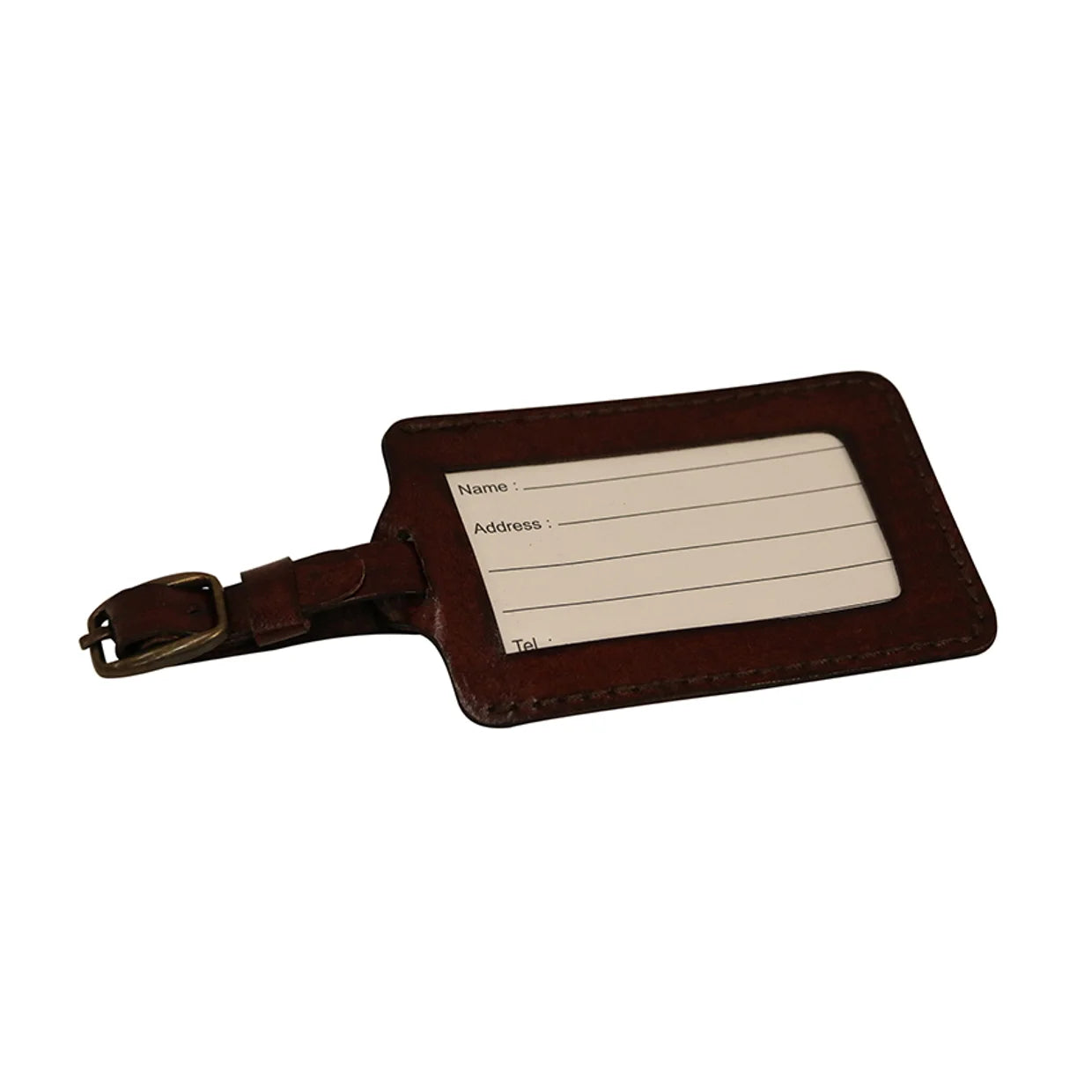 CC Interiors Leather Luggage Tag in Walnut