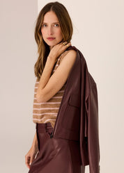 Carmel Stripe Vest- Blush/Camel