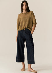 POL Carsen Crop Pant in Dark Wash Denim