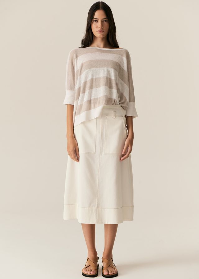POL Carsen Denim Skirt in Ecru