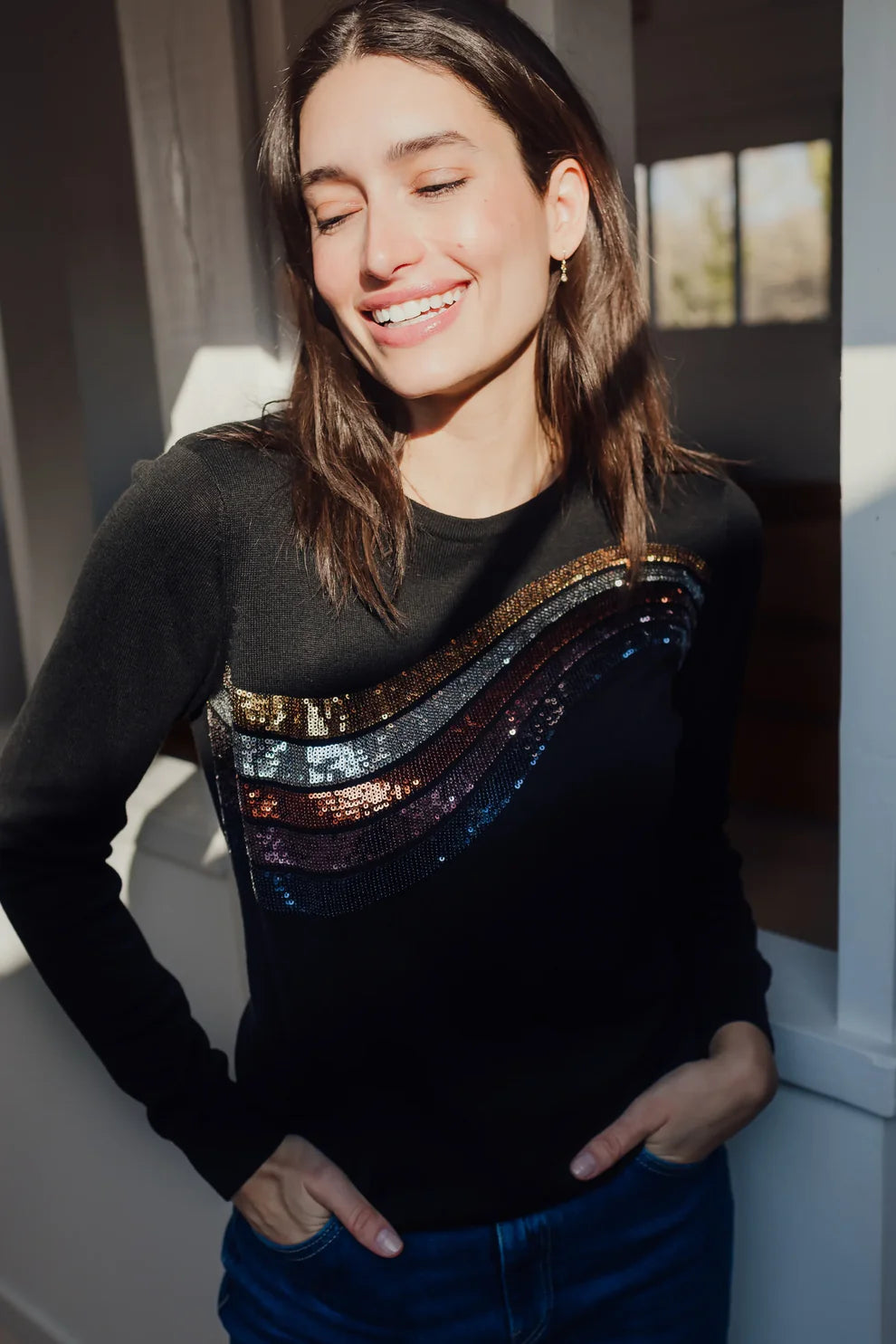Cece Jumper-Sequin Wave