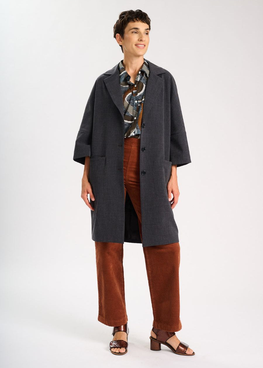 Olga De Polga Celine Wool Coat in Charcoal