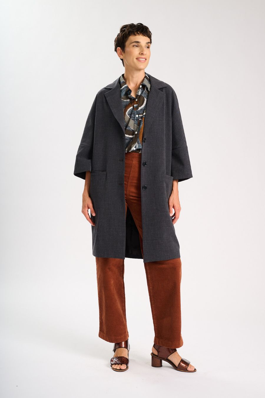 Olga De Polga Celine Wool Coat in Charcoal