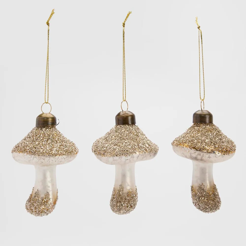 Champagne Glitter Mushrooms- Box Set of 3