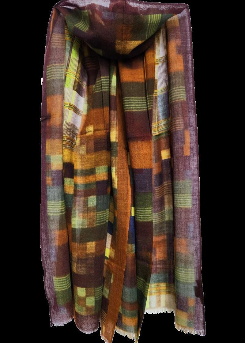 Directions International Check Please Mustard Wool Scarf
