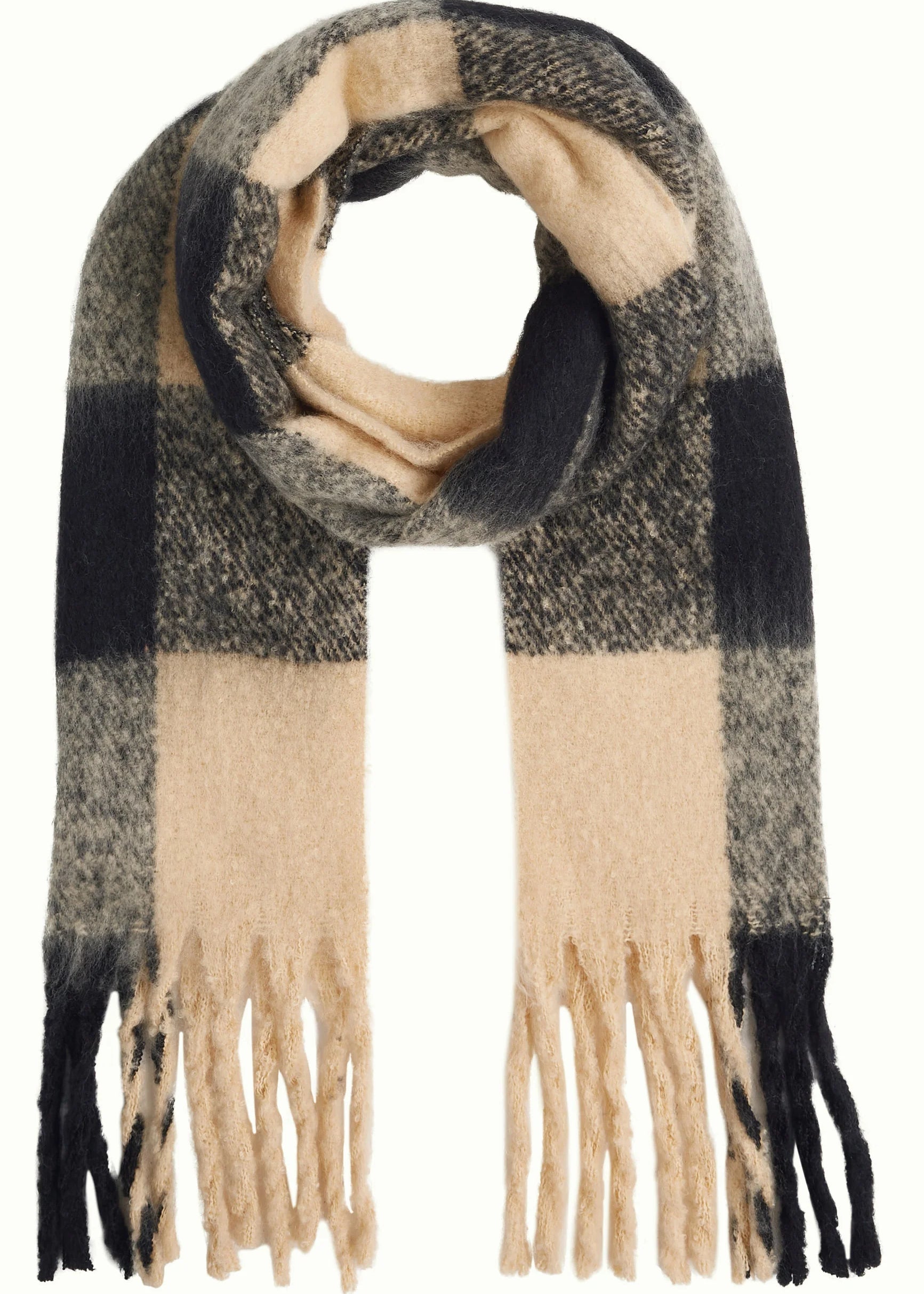 King Louie Check Two Tone Scarf in Black