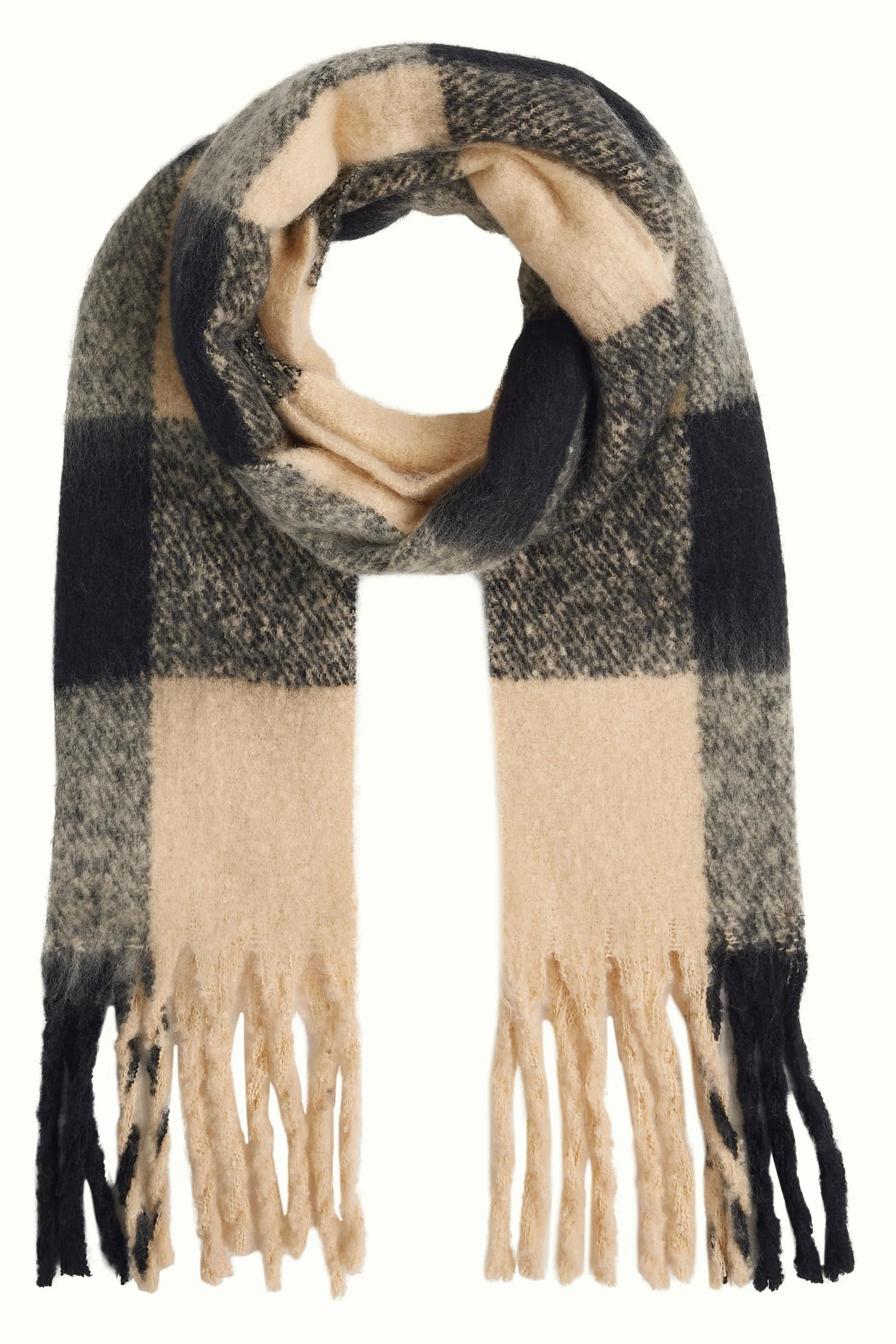 King Louie Check Two Tone Scarf in Black