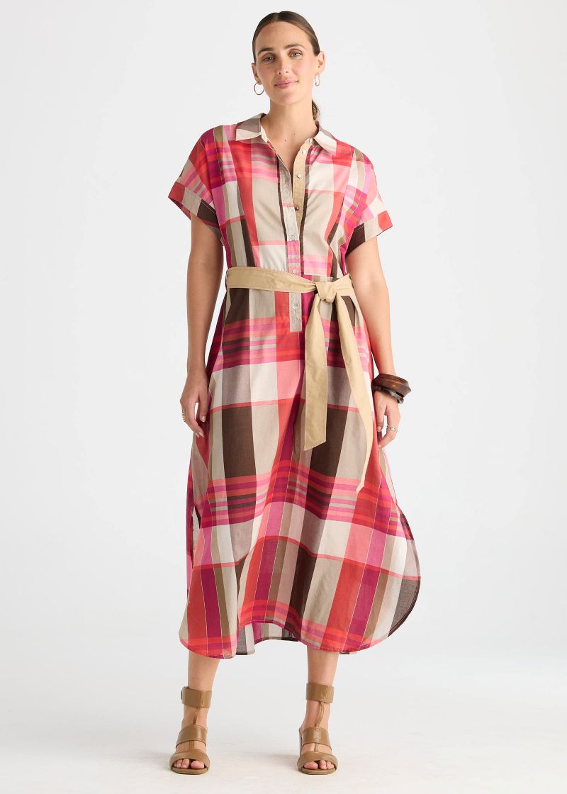 Checkered Dress- Toast