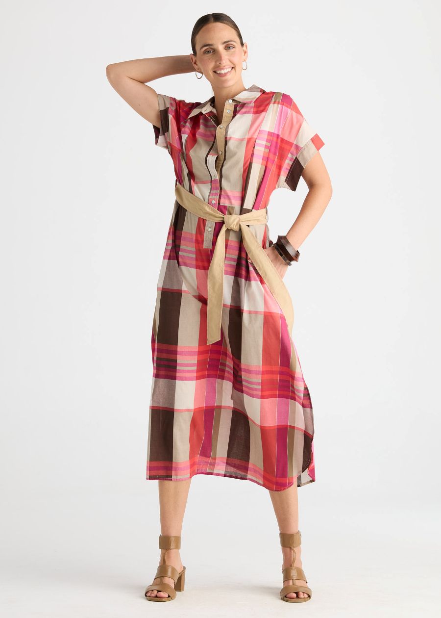 Checkered Dress- Toast