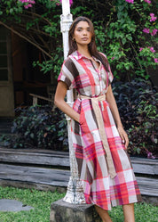 Zaket & plover Checkered Dress in Toast