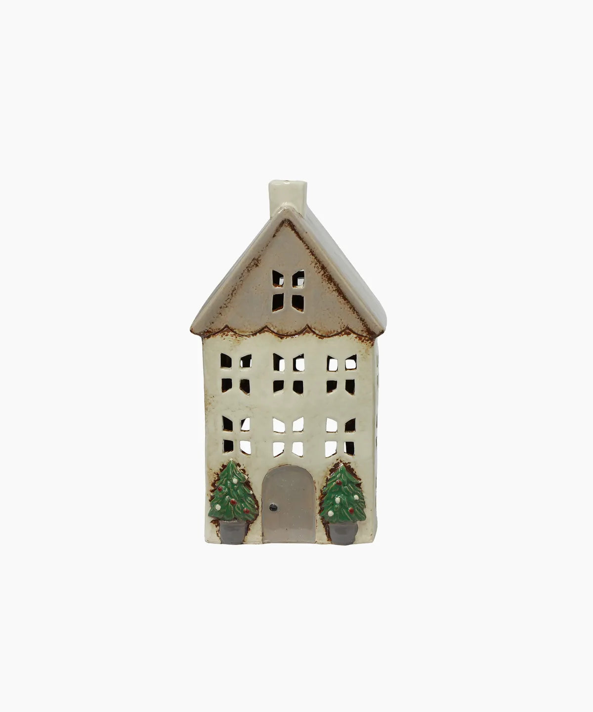 French Country Christmas Tealight House Stone with Pots Medium