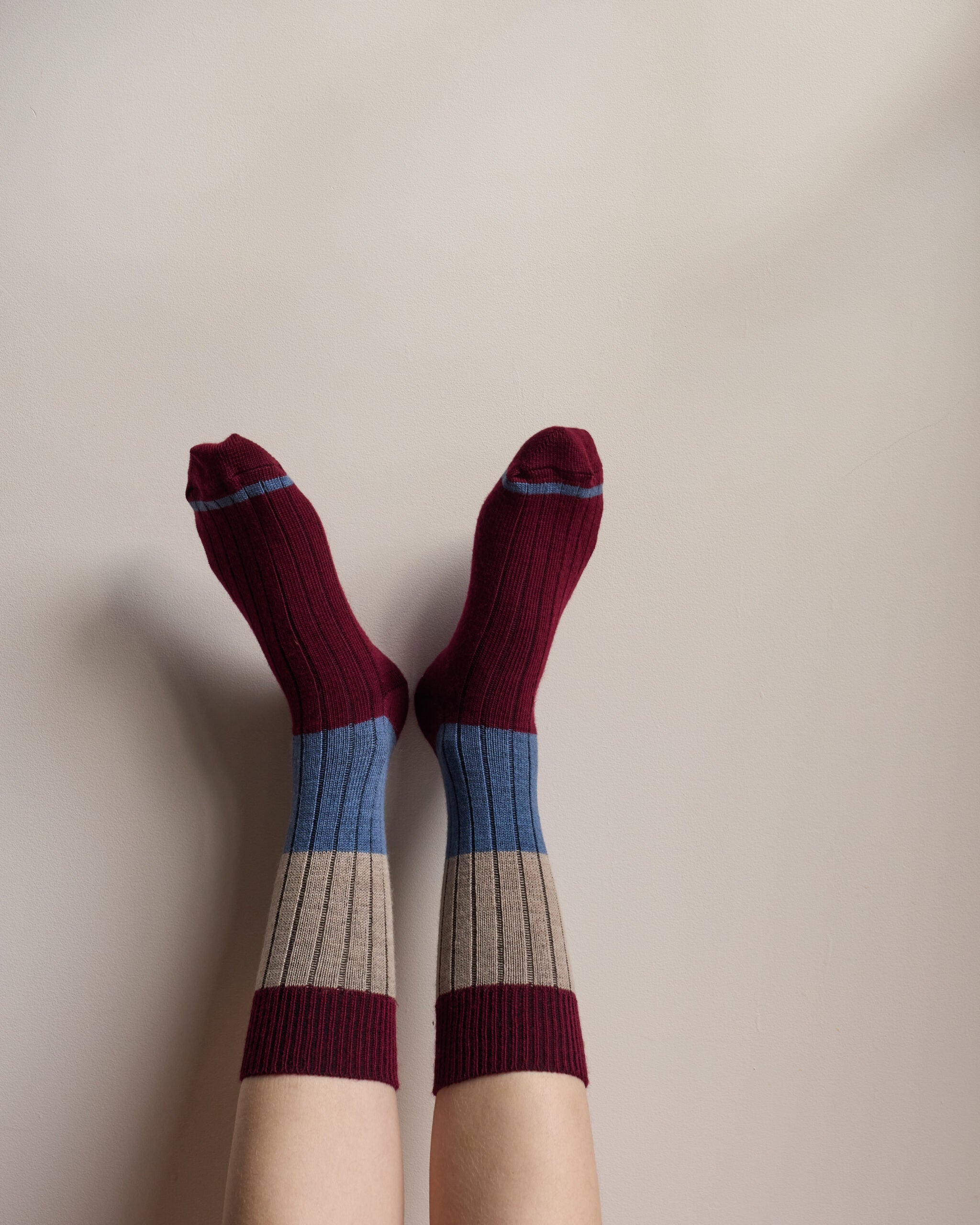Tightology Chunky Rib Merino Wool ocks in Maroon
