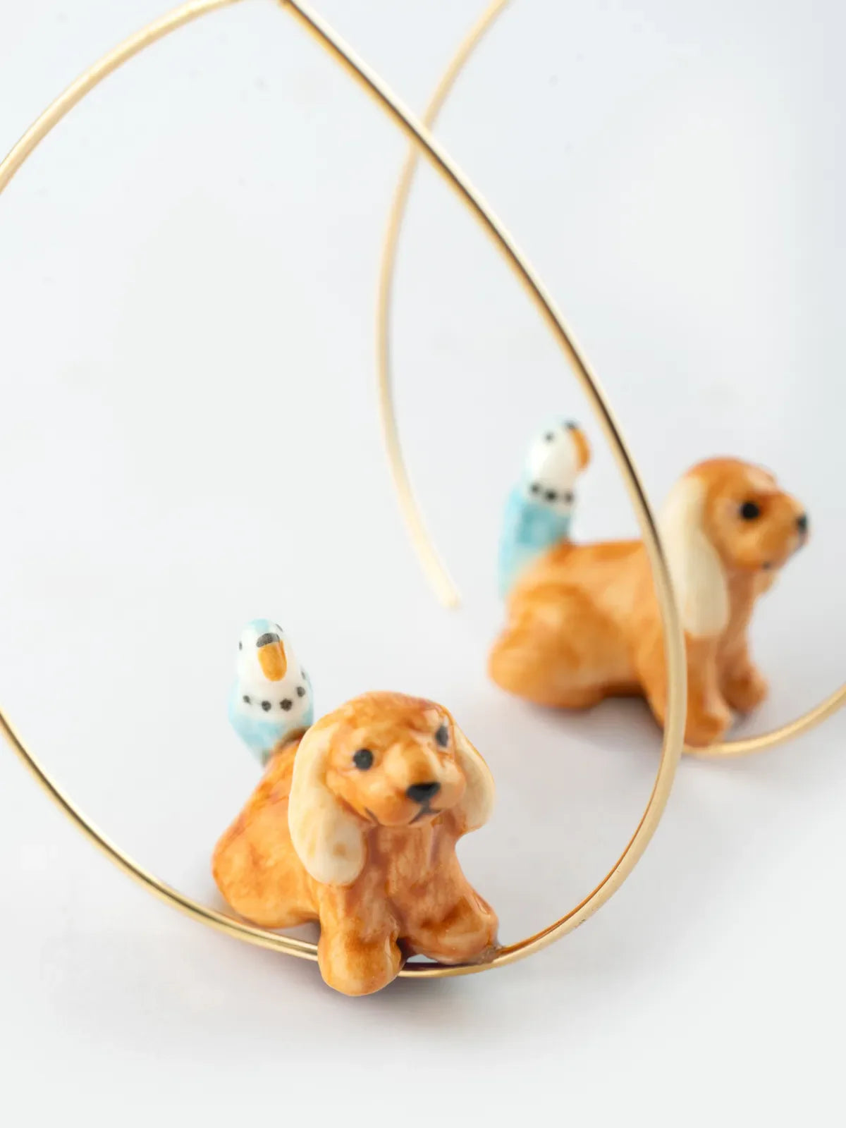 Cocker Spaniel & Bird Hoop Earrings