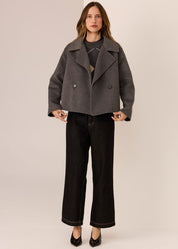 Cohen Cropped Wool Coat-Charcoal