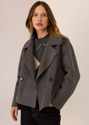 Cohen Cropped Wool Coat-Charcoal