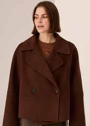 Cohen Cropped Wool Coat-Walnut