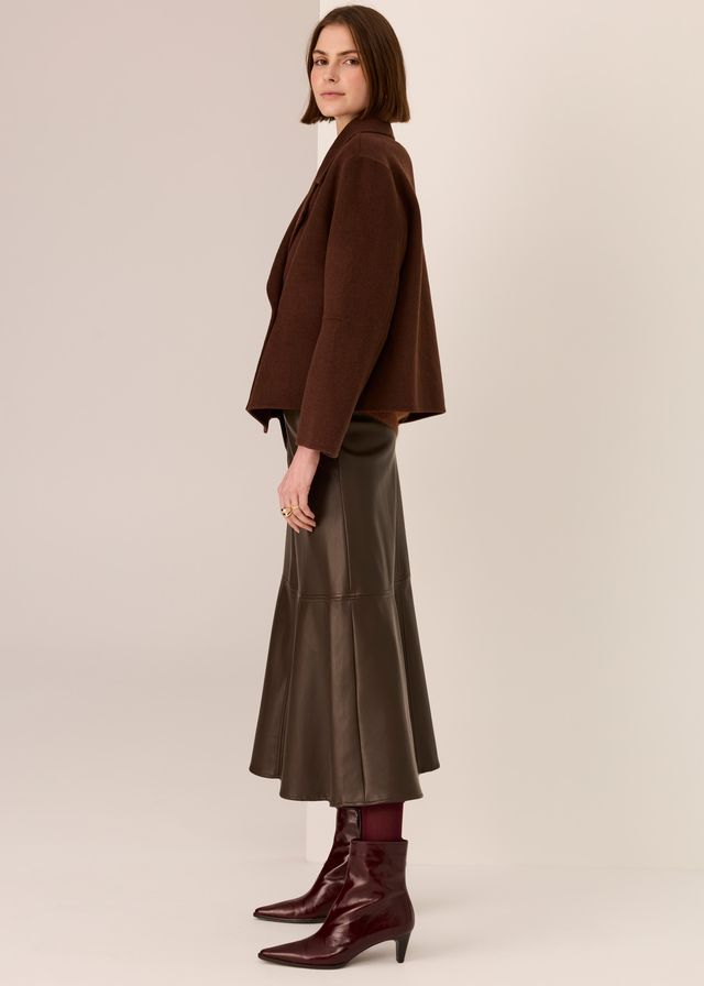 Cohen Cropped Wool Coat-Walnut