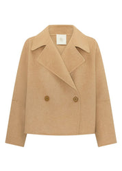 Cohen Cropped Wool Coat-Camel