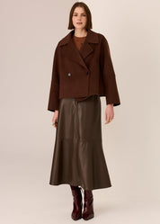Cohen Cropped Wool Coat-Walnut