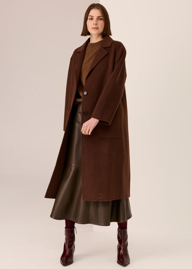 Cohen Long Wool Coat- Walnut