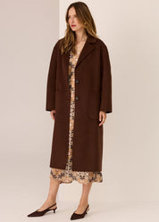 Cohen Long Wool Coat- Walnut
