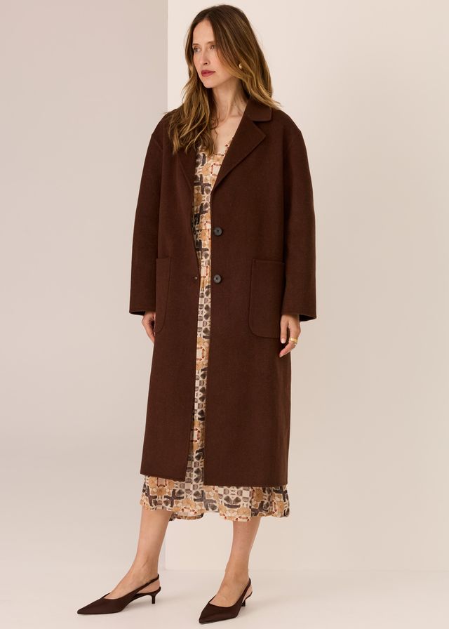 Cohen Long Wool Coat- Walnut