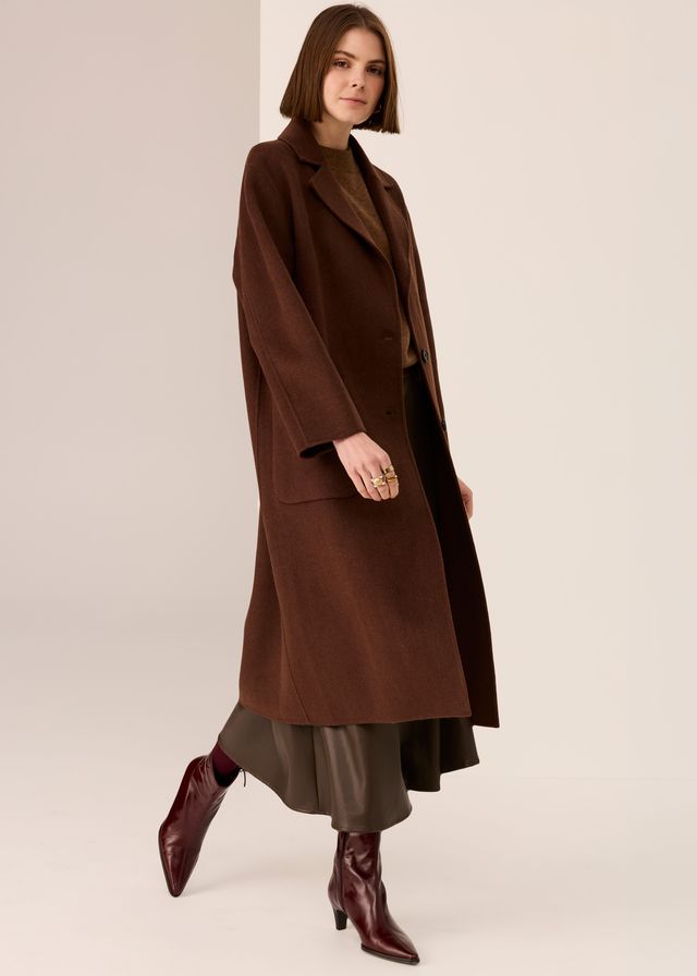 Cohen Long Wool Coat- Walnut