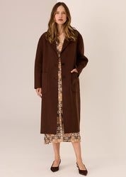 POL Cohen Long Wool Coat in Walnut